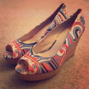 Nine West wedges, worn once.